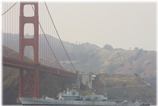 Horne begins her final voyage as she exits San Francisco Bay and approaches the Golden Gate Bridge - 06/26/08 - Special thanks to Dave Tudman for the photo - More photos coming soon! (click for detail)